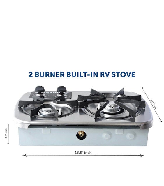 Flame King Burner Built-n RV Trailer Stove with Wind Shield SS